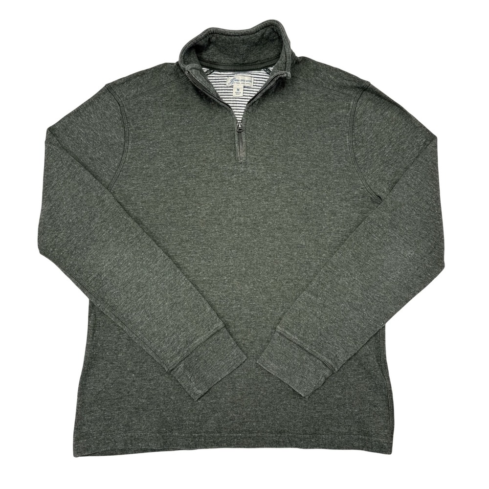 J Crew Sweater Mens Size Medium Green 1/4 Zip Pullover Casual Basics Menswear